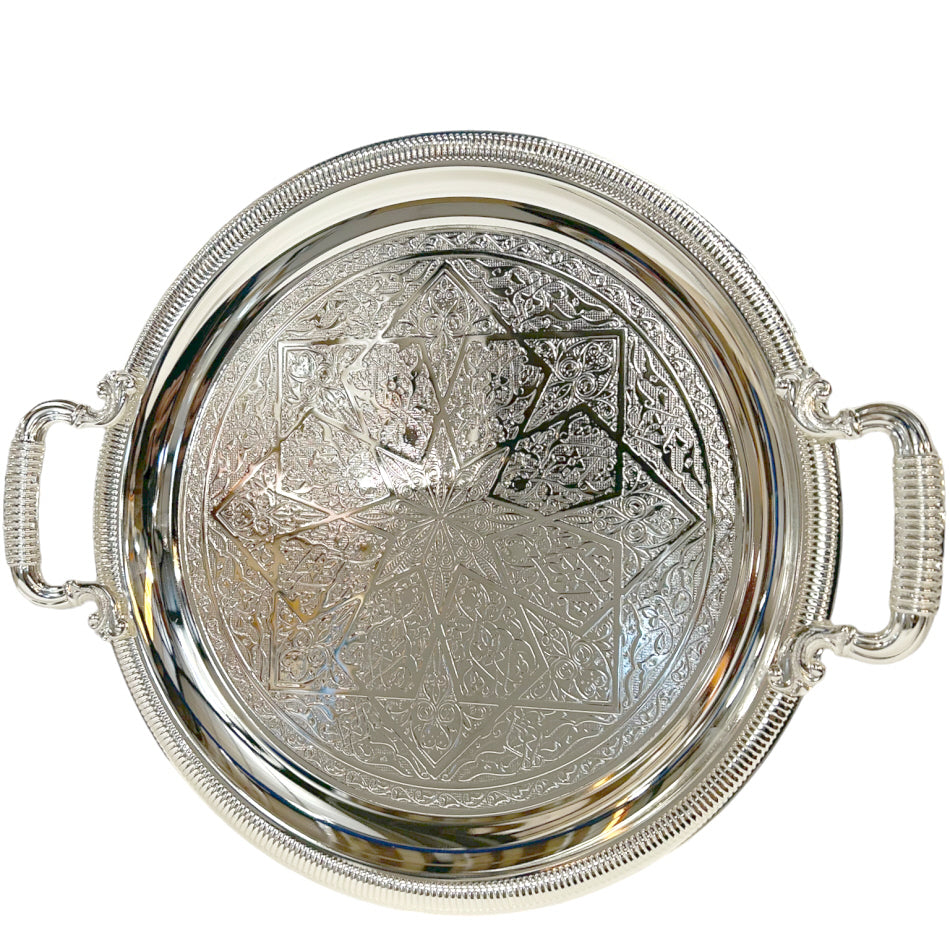 Round Moroccan tray with handles