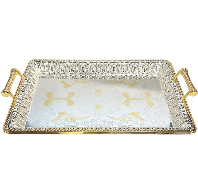 Tablett rechteckig Gold Silber 34x48 cm