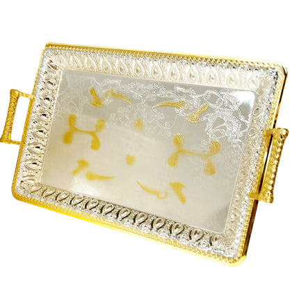 Tablett rechteckig Gold Silber 34x48 cm