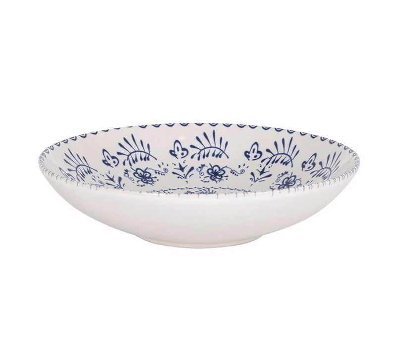 Deep pasta plate 24 cm blue and white