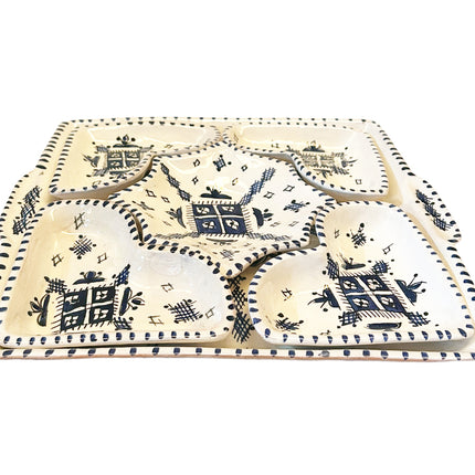 Marokkanisches Keramik-Servierset, Dip-Set, 6-teilig, quadratisch