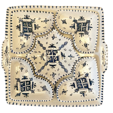 Marokkanisches Keramik-Servierset, Dip-Set, 6-teilig, quadratisch