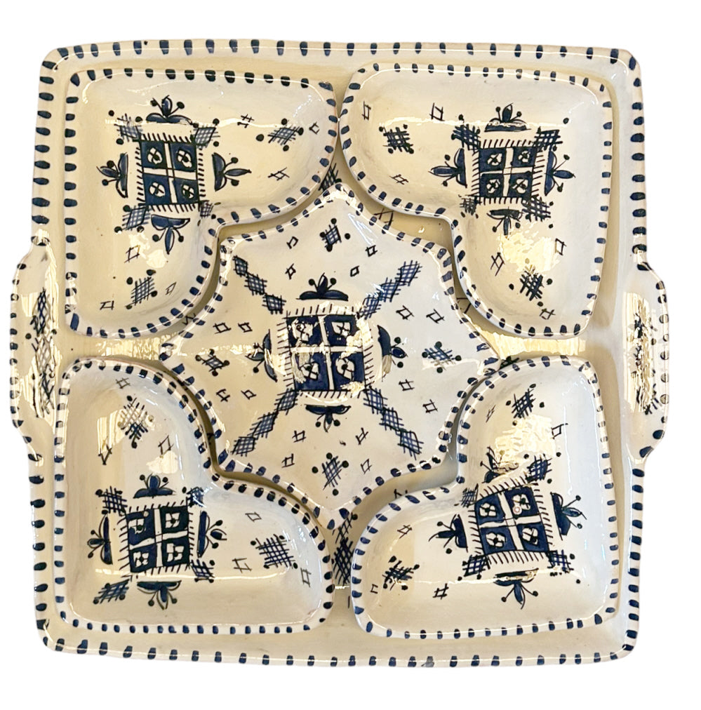 Moroccan pottery serving set dip set 6-piece square