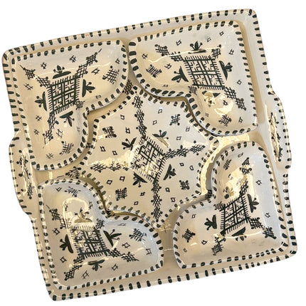 Marokkanisches Keramik-Servierset, Dip-Set, 6-teilig, quadratisch