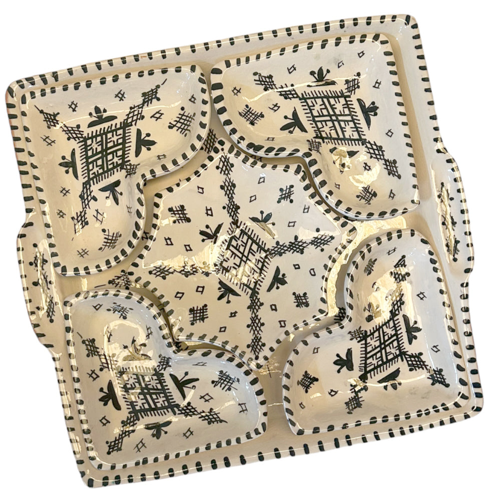 Moroccan pottery serving set dip set 6-piece square