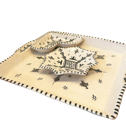 Marokkanisches Keramik-Servierset, Dip-Set, 6-teilig, quadratisch