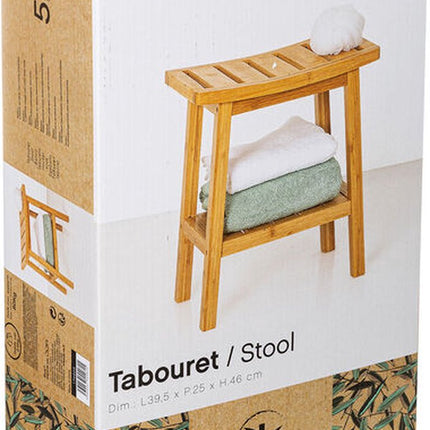 5Five Douche of bijzet krukje - bamboe hout - L40 x B25 x H46 cm