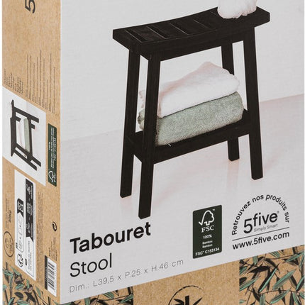 5Five Douche of bijzet krukje - bamboe hout - L40 x B25 x H46 cm