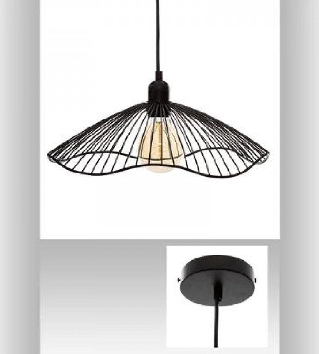 Suspension Galt, diamètre 34 cm, fil métallique noir