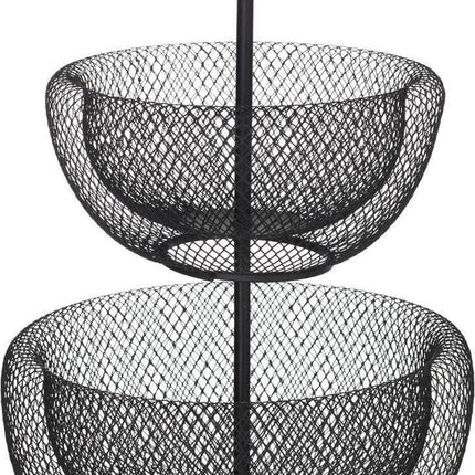 Doppel-Etagere Obstschale/Obstkorb rund schwarz Metall
