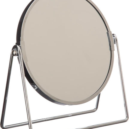 Doppel-Kosmetikspiegel/Rasierspiegel auf Standfuß 19 x 8 x 21 cm silber