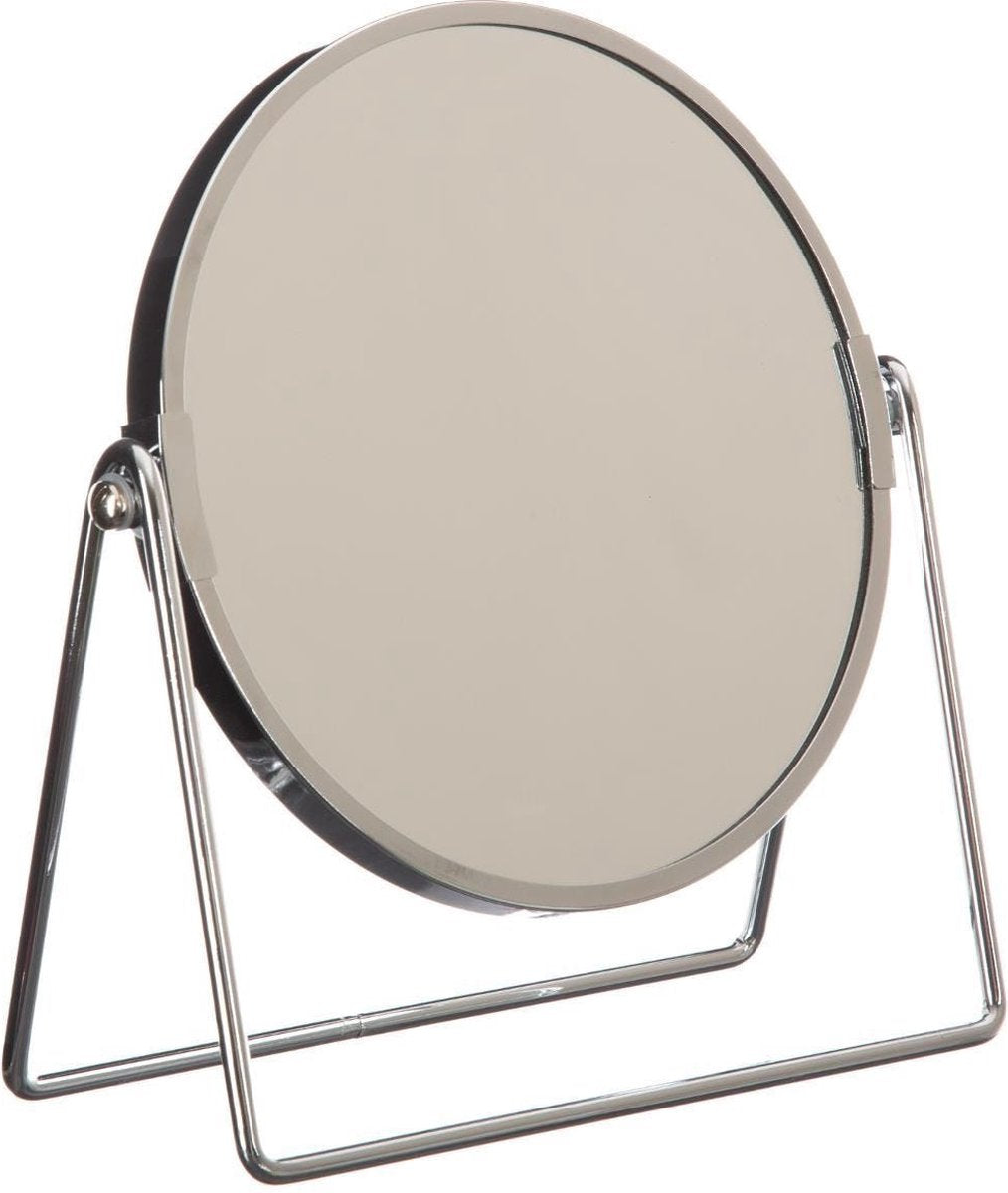 Miroir de maquillage/rasage double sur pied 19 x 8 x 21 cm argenté