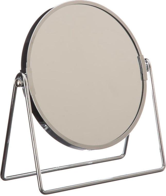 Dubbele make-up spiegel/scheerspiegel op voet 19 x 8 x 21 cm zilver