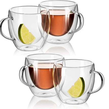 Doppelwandige Gläser mit Henkel – 4er Set à 250 ml
