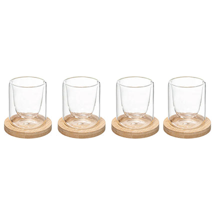 Doppelwandige Kaffee-/Teegläser – 4 Stück + Untersetzer – Espressoglas – 80 ml