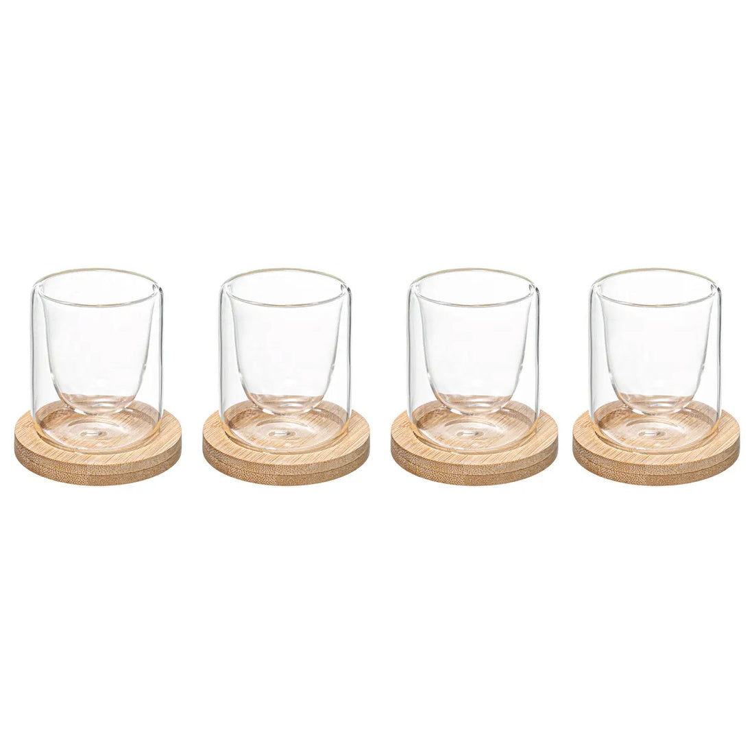 Secret de Gourmet dubbelwandige koffieglazen 80 ml – 4 stuks met onderzetters