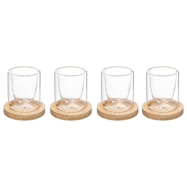 Dubbelwandige koffie/thee glazen - 4 stuks + onderzetters - Espressoglas - 80ML