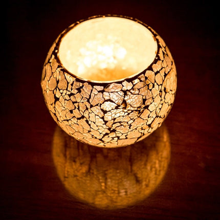 Teelichthalter Crackled Glass - Kugel groß