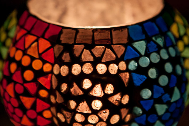 Photophore mosaïque melon Ø 15 cm