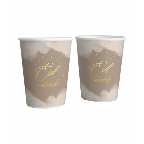 Eid Mubarak Cups Taupe 6 pieces