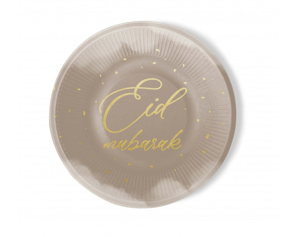 Eid Mubarak Plates Taupe 6 pieces
