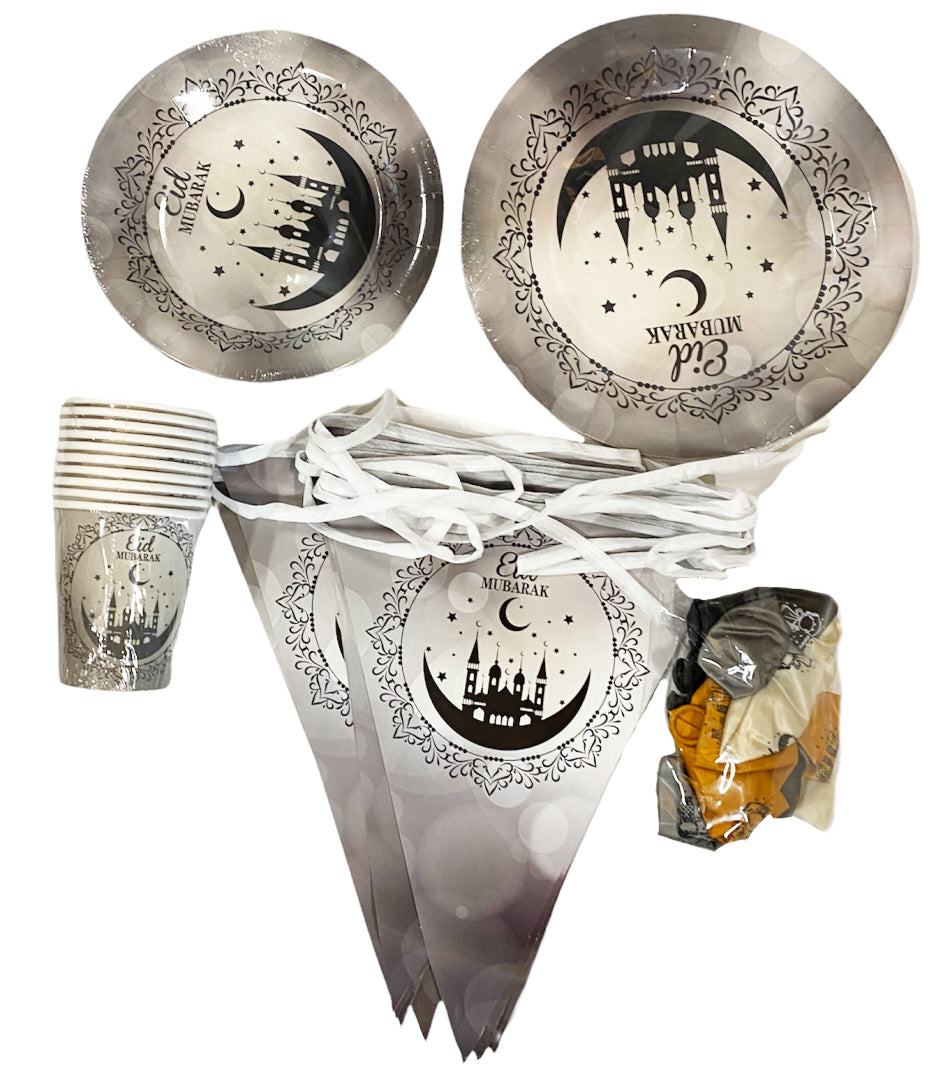 Eid Mubarak versiering – decoratieset met slinger, ballonnen, borden en bekers – foto 2