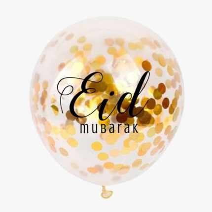 Ballons Eid Mubarak Konfetti Gold (5 Stück)