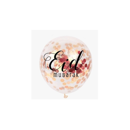 Ballonnen Eid Mubarak confetti roségoud (5 stuks)