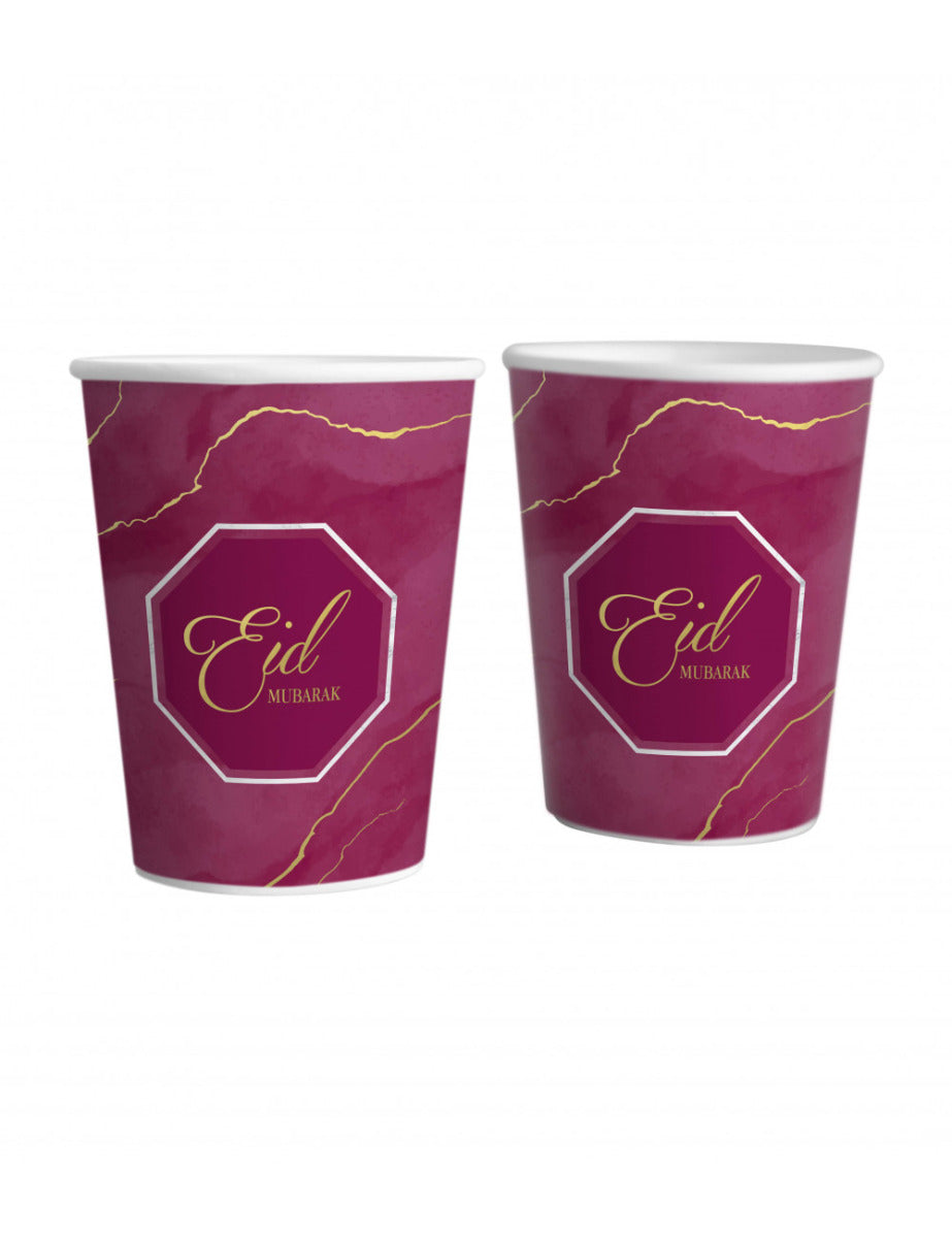 Eid Mubarak cups Burgundy / Purple (6 pieces)
