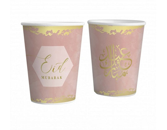 Eid Mubarak bekers oudroze – set van 6 voor het Eid-feest