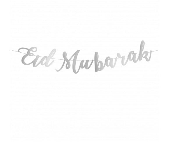Eid Mubarak Letter Bunting Silver