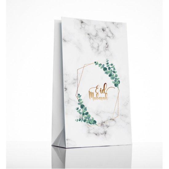 Sacs cadeaux Aïd Moubarak - Eucalyptus Marbre (6 Pièces)