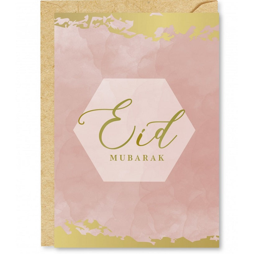 Eid Mubarak Greeting Card Dusty Pink