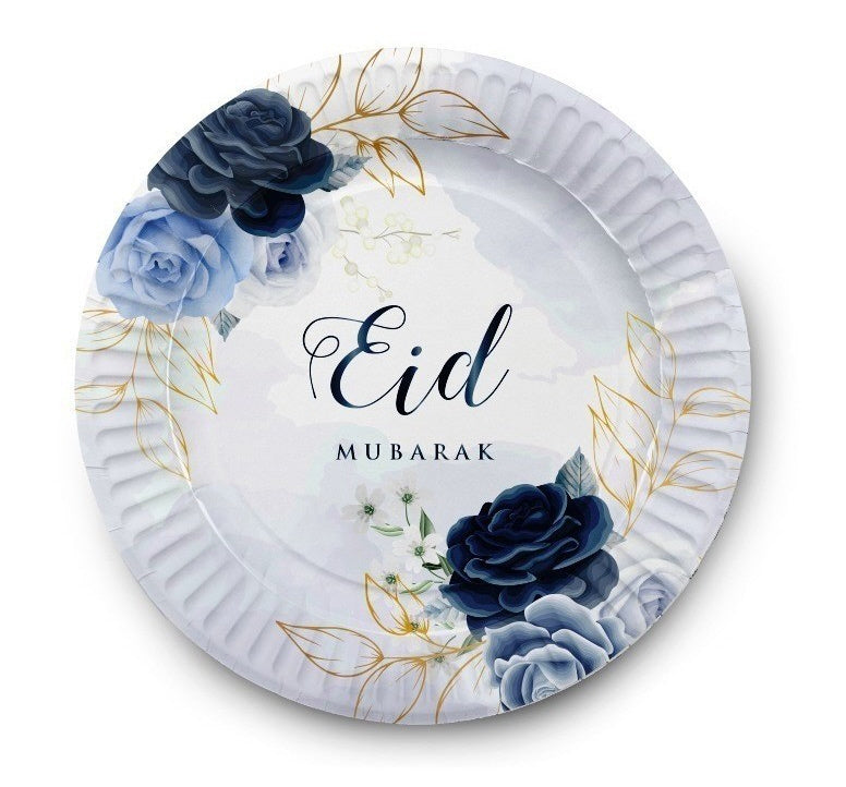 Eid Moubarak Assiettes - Bleu Pivoine