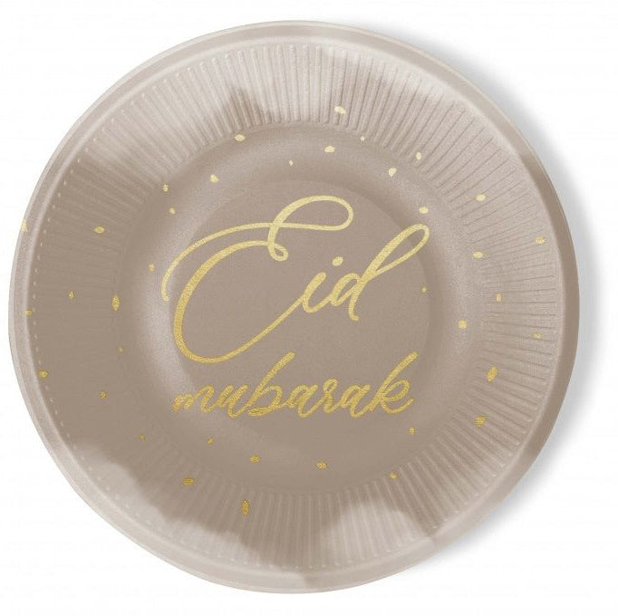 Eid Mubarak Plates Taupe 6 pieces