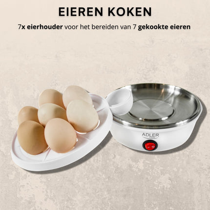 Eierkoker - Eierkoker electrisch - Geschikt voor 7 eieren - RVS