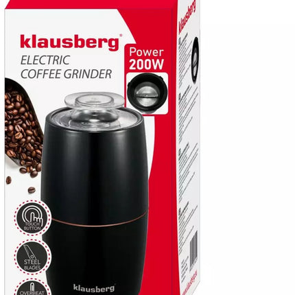 Klausberg KB7602 Elektrische Kaffeemühle - Kaffeebbehälter & Messer aus Edelstahl - Einstellbarer Mahlgrad - Kompakt & Leicht