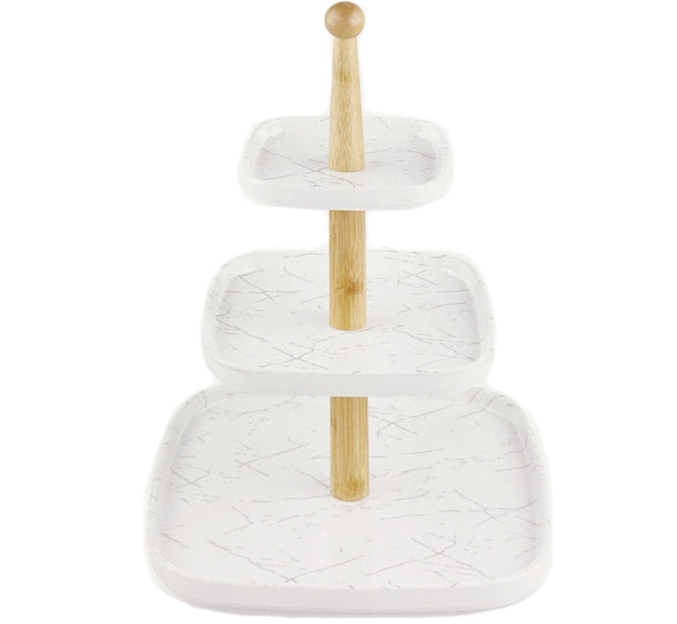 Melamine 3-tier cake stand marble look