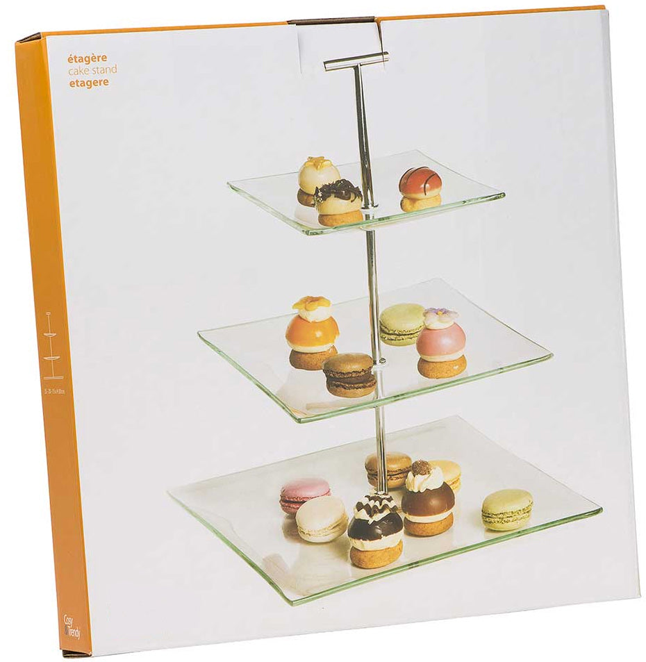 SHELF 25-20-15XH30CM GLASS 3 TIERS