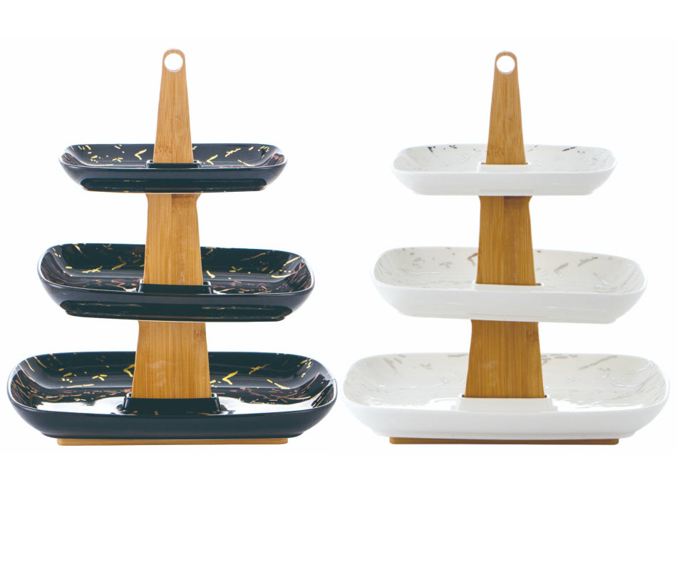 Étagère Porcelaine aspect marbre 3 pièces