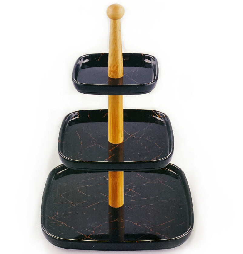 Melamine 3-tier cake stand marble look
