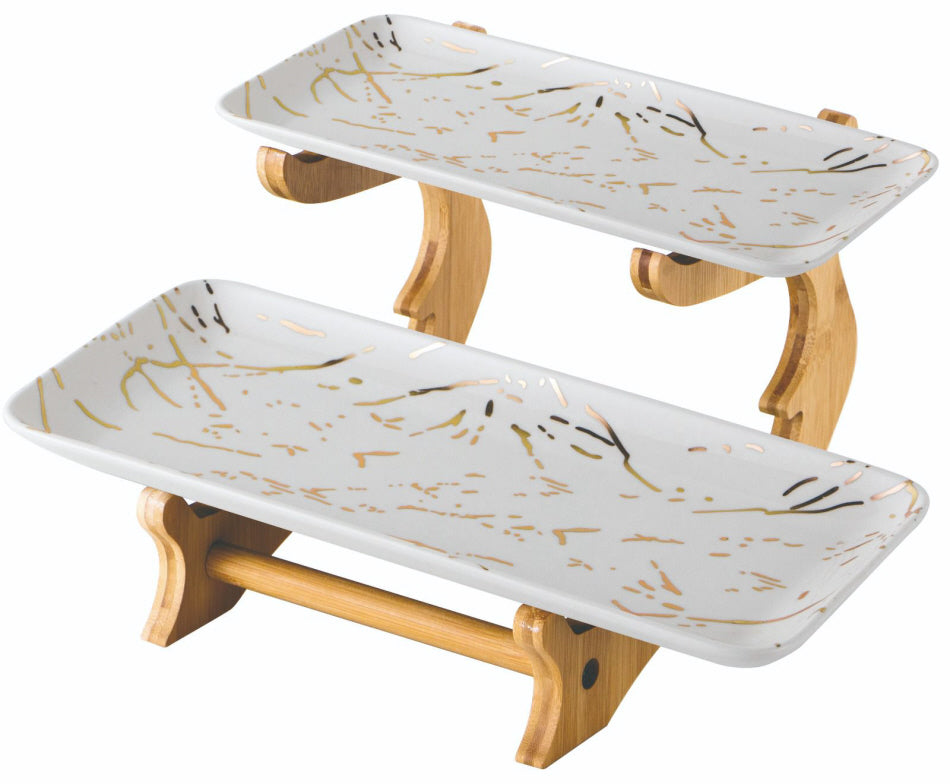 Porcelain 2-tier étagère marble design
