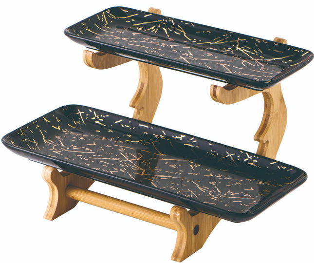 Porselein Etagere 2 laags Marmer design