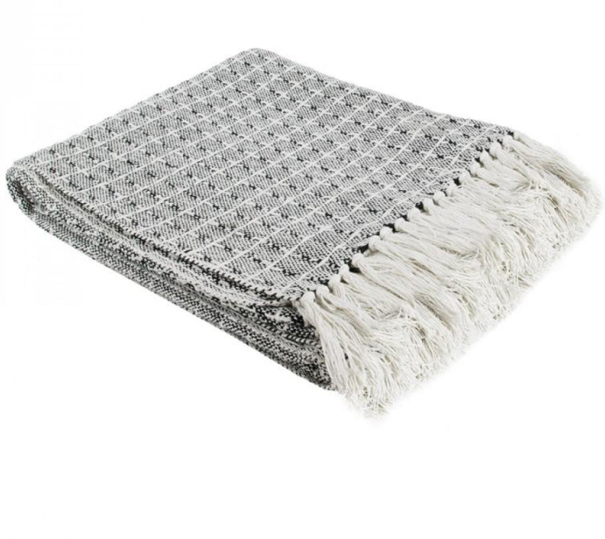 Fringed cotton throw