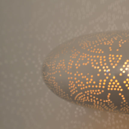 Orientalische Filigran Hängelampe UFO Weiß-Gold