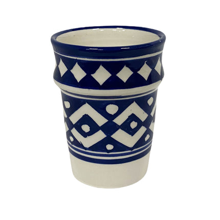 Marokkaanse keramiek bekers blauw-wit set 4 st.