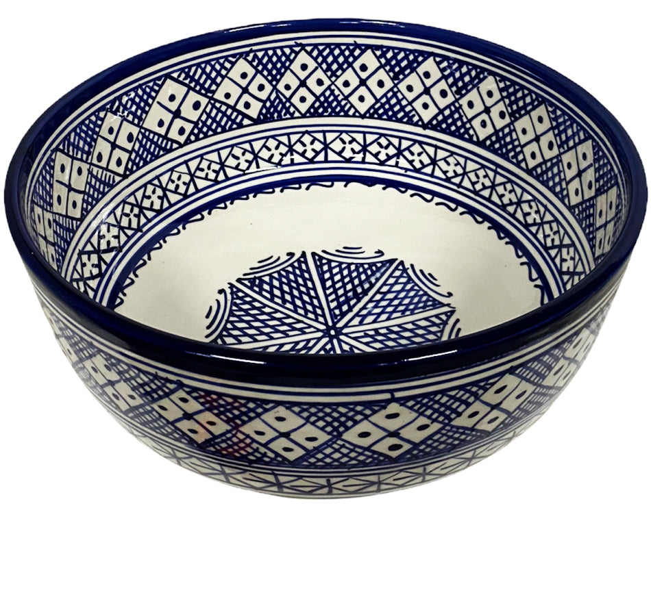 Bol en céramique marocaine bleue et blanche
