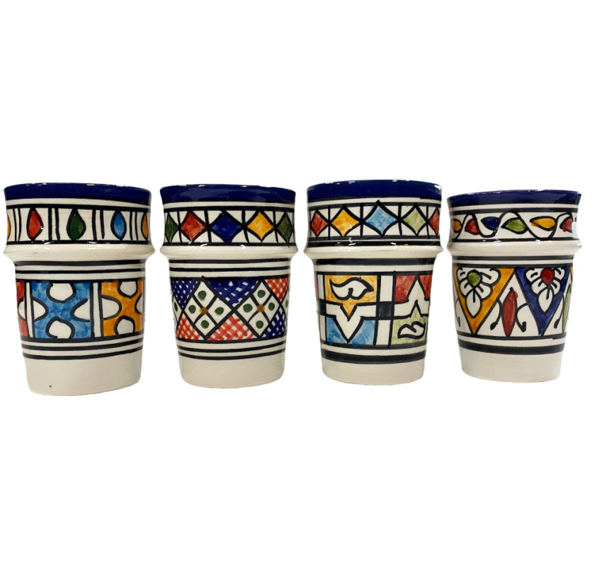 Moroccan Fes ceramic cups - set of 4 Multicolor