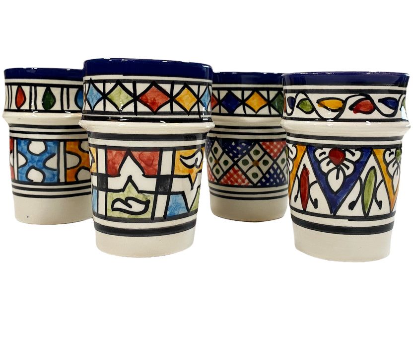 Moroccan Fes ceramic cups - set of 4 Multicolor