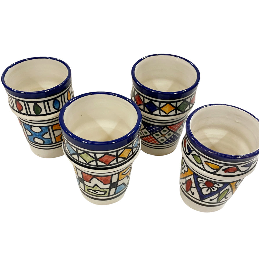 Moroccan Fes ceramic cups - set of 4 Multicolor